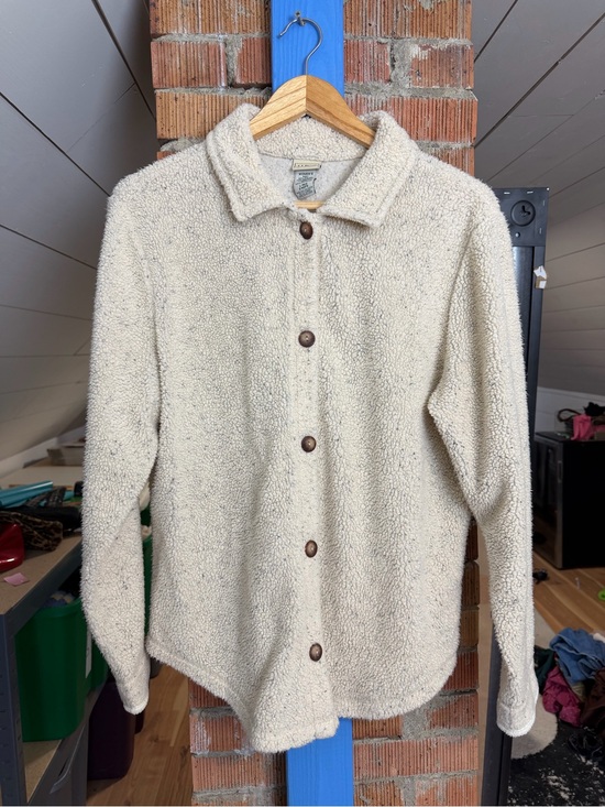 L.L. Bean Sweaters - L.L Bean Cream Sherpa Button-Up Shacket
